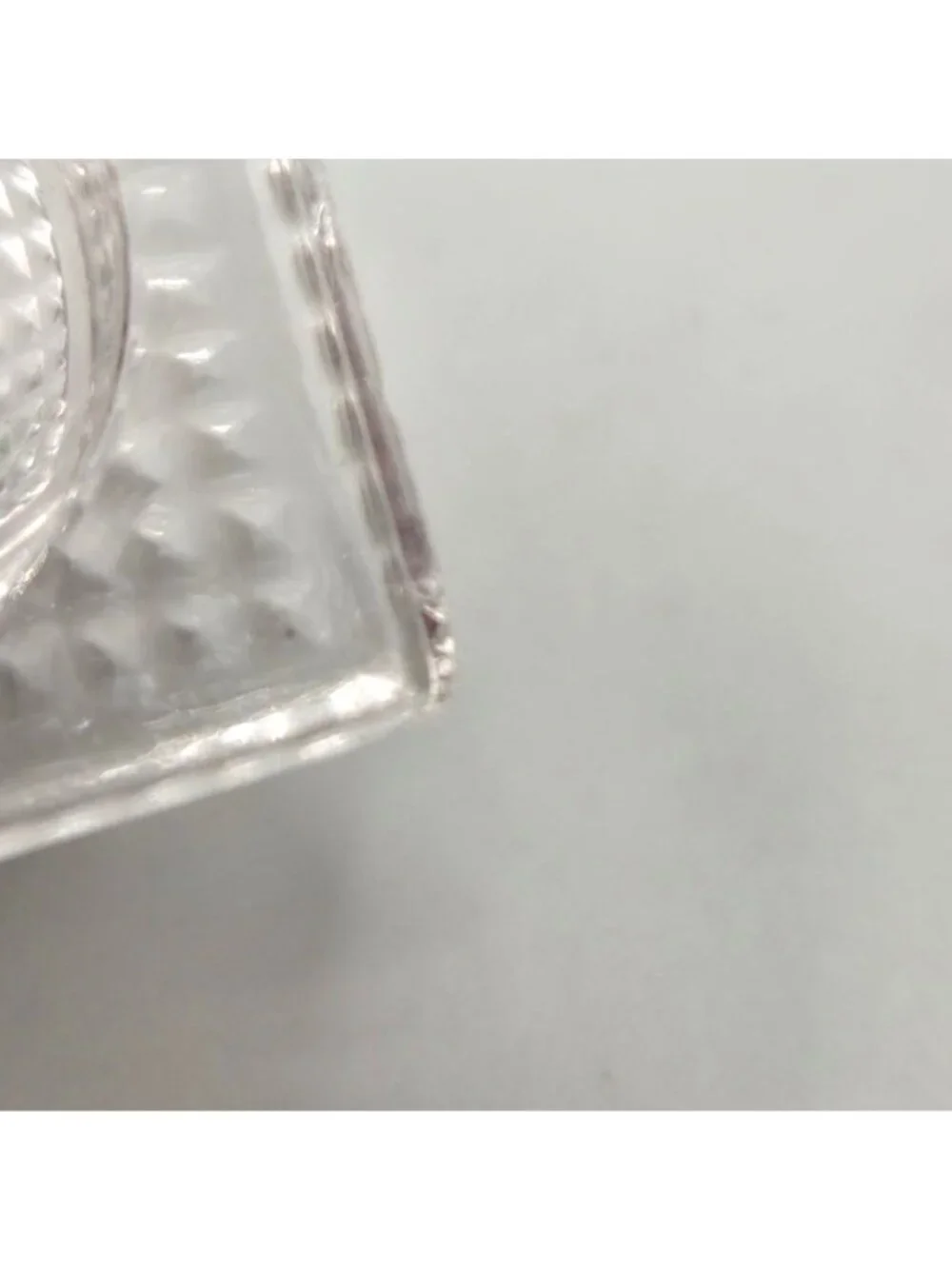 Vintage Glass Square Salt Cellars Dips Clear Waffle Bottom Grid Base Set of 2